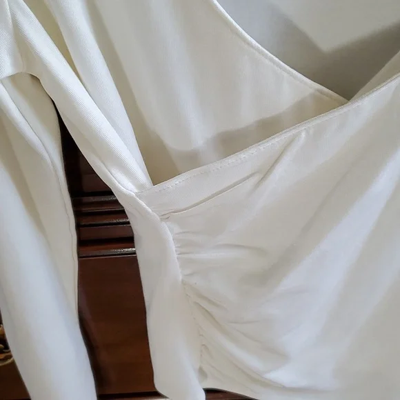 Nwt Gap Stretch Wrap White V-Neck Long Sleeve Top - Picture 4 of 5